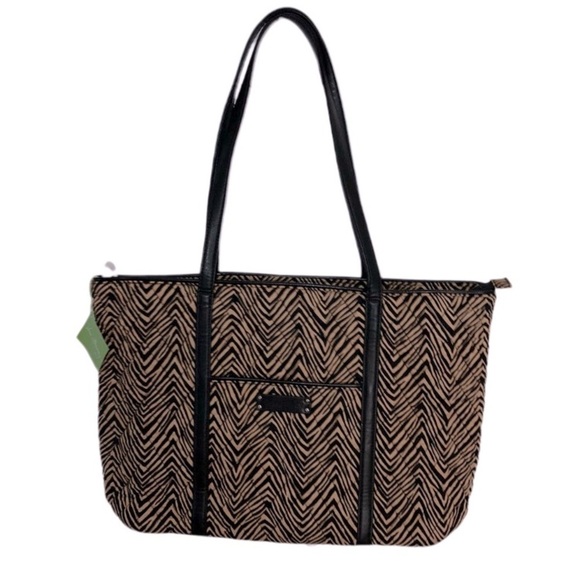 Vera Bradley Handbags - NWT Vera Bradley Zebra Trimmed Katarina Large Tote Laptop Bag Tan Black